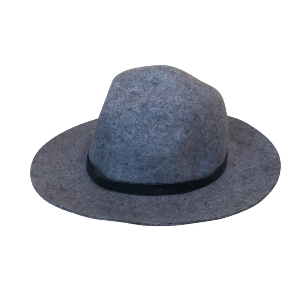 Women's Wide Brim Fedora Hat Grey OS
